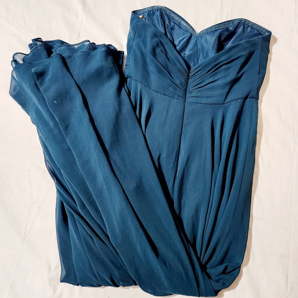 Jenny Yoo Aidan strapless chiffon gown ceil blue - Picture 4 of 8